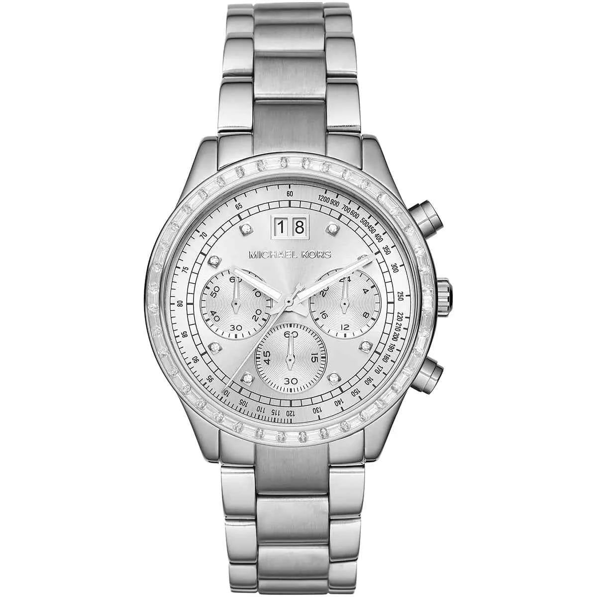 Michael Kors Brinkley MK6186 Women's Silver Dial Stainless Steel Chronograph Watch