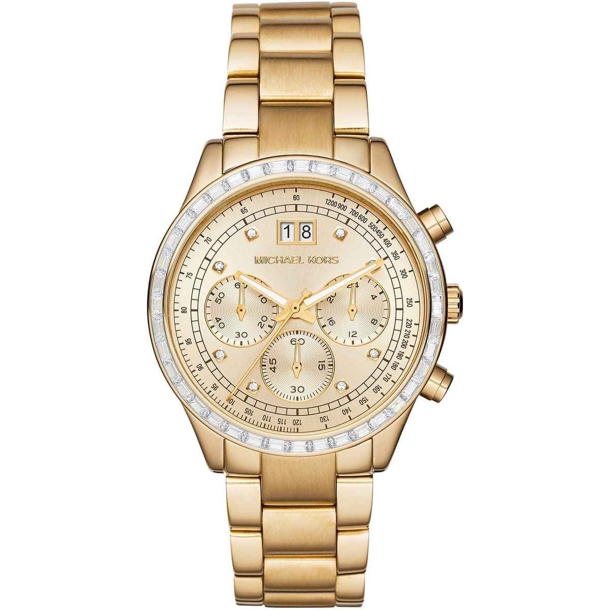 Michael Kors Brinkley MK6187 Women's Gold Dial Gold-Tone Chronograph Watch