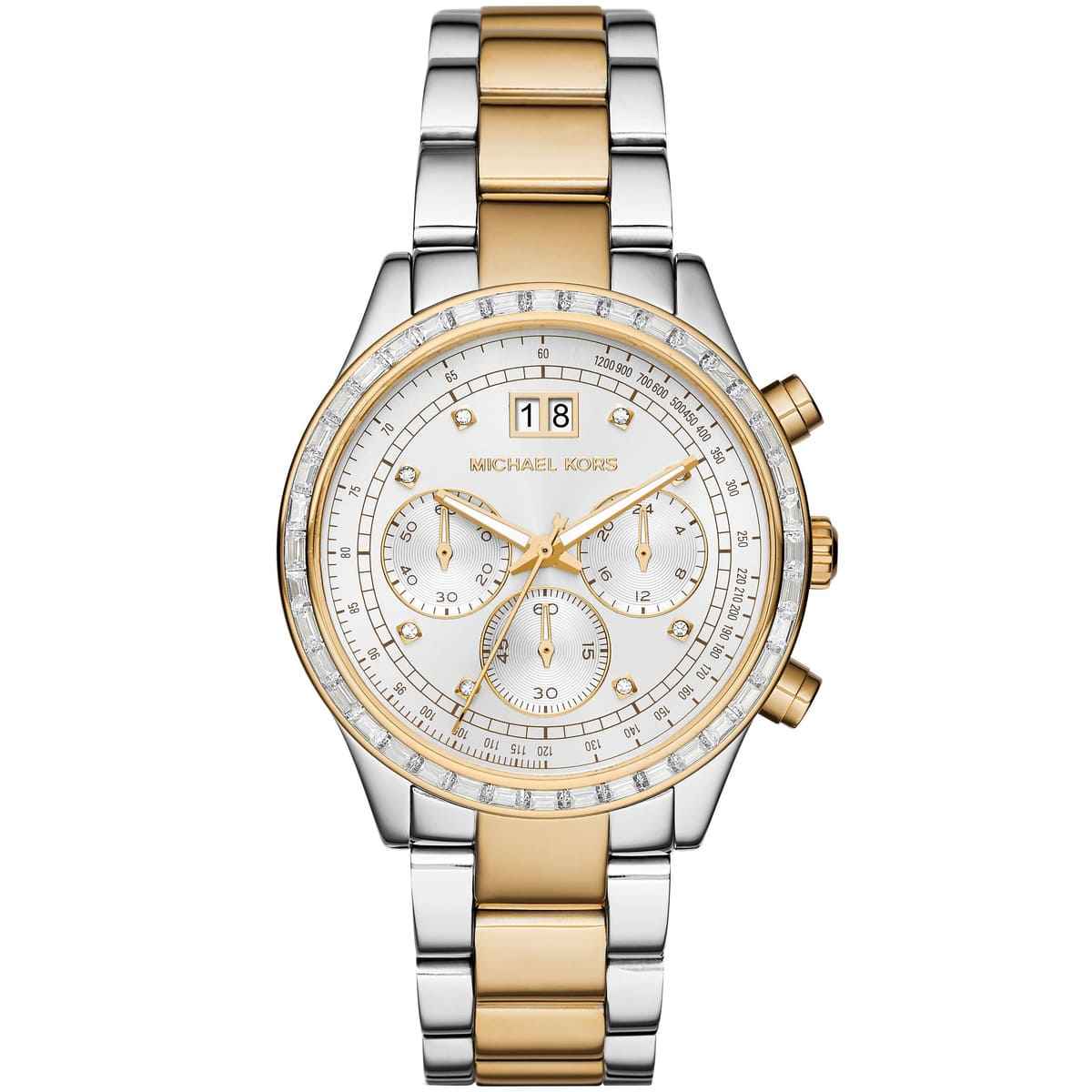 Michael Kors Brinkley MK6188 Women's Silver Dial Two-Tone Chronograph Watch