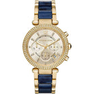 Michael Kors Parker MK6238 Women's Gold Dial Blue & Gold Chronograph Watch
