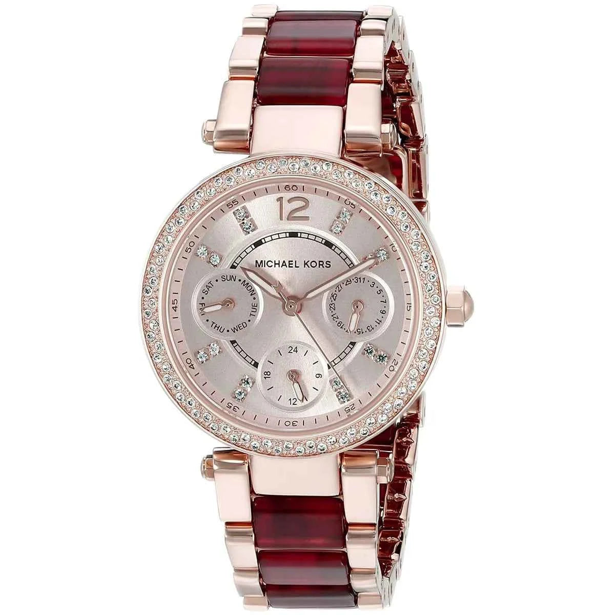 Michael Kors Parker MK6239 Women's Rose Gold Dial Red & Rose Gold Watch