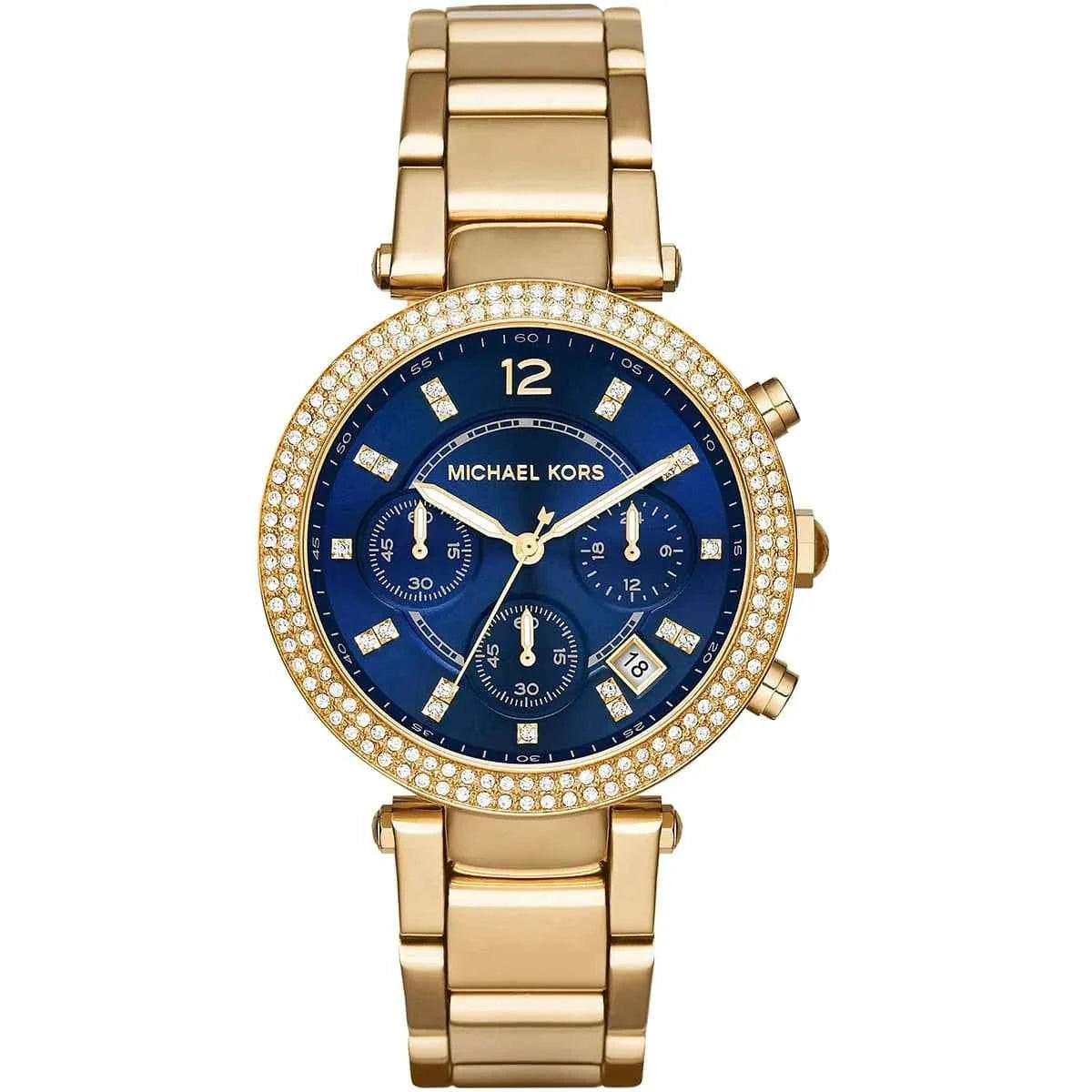 Michael Kors Parker MK6262 Women's Blue Dial Gold-Tone Chronograph Watch