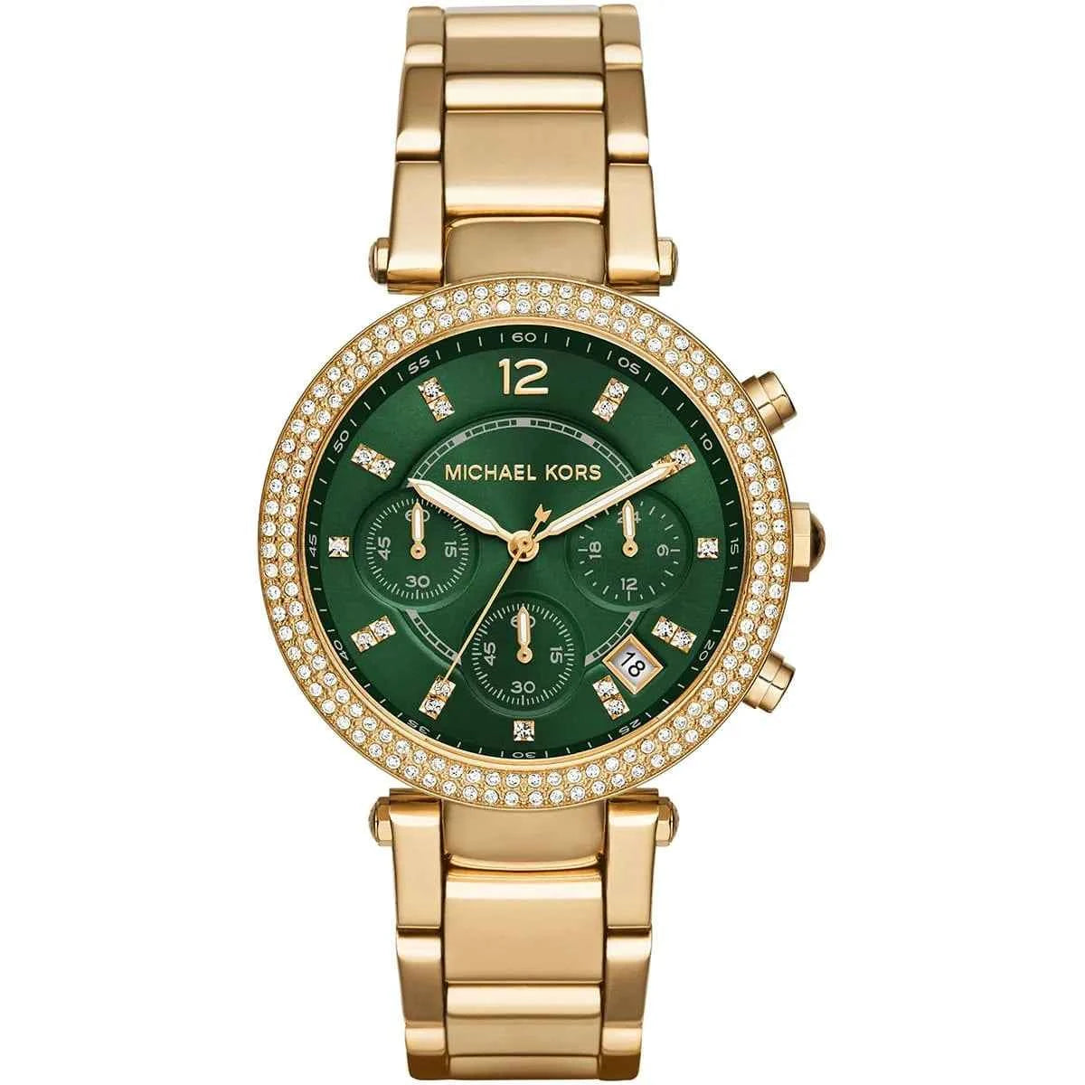 Michael Kors Parker MK6263 Women's Green Dial Gold-Tone Chronograph Watch