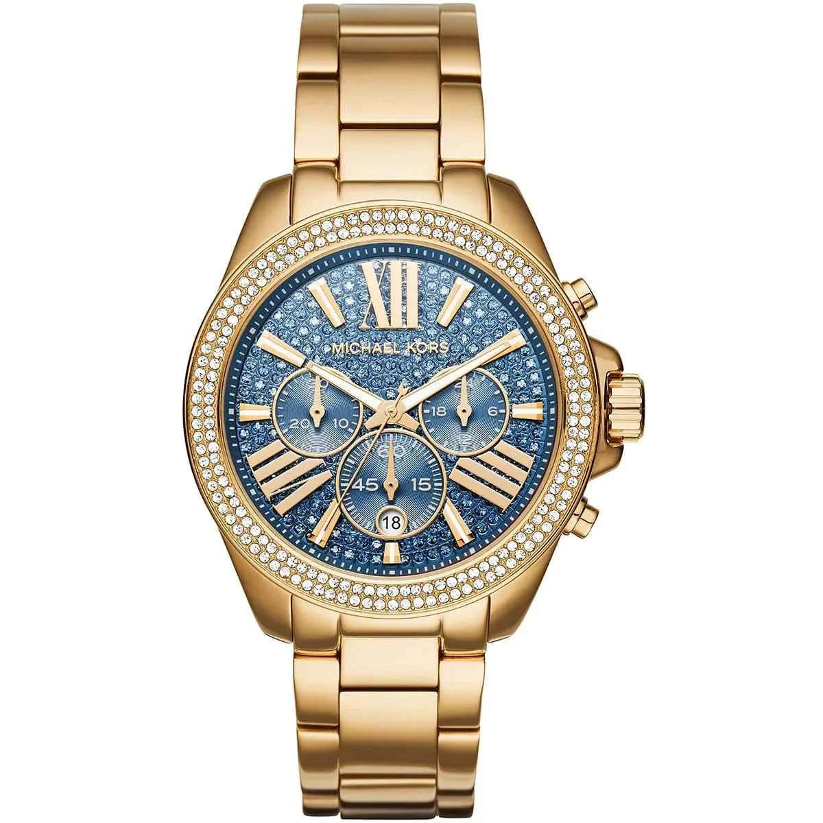 Michael Kors Wren MK6291 Women's Blue Dial Gold-Tone Chronograph Watch