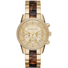 Michael Kors Ritz MK6322 Women's Gold Dial Gold & Brown Chronograph Watch