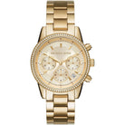 Michael Kors Ritz MK6356 women's gold dial gold-tone stainless steel chronograph watch front view