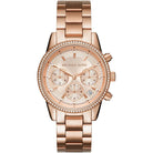 Michael Kors Ritz MK6357 women's rose gold dial rose gold stainless steel chronograph watch front view