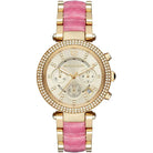 Michael Kors MK6363 women's gold chronograph watch front view
