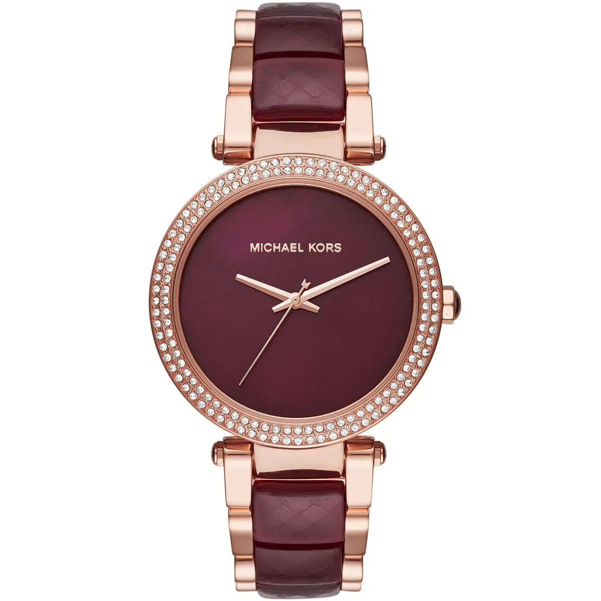 Michael Kors Parker MK6412 women's burgundy dial burgundy and rose gold watch front view