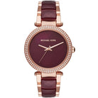 Michael Kors Parker MK6412 women's burgundy dial burgundy and rose gold watch front view