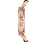 Side profile of Michael Kors Parker MK6412 burgundy and rose gold women's watch