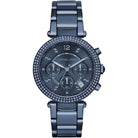 Michael Kors Parker MK6418 women's blue chronograph dial blue stainless steel watch front view