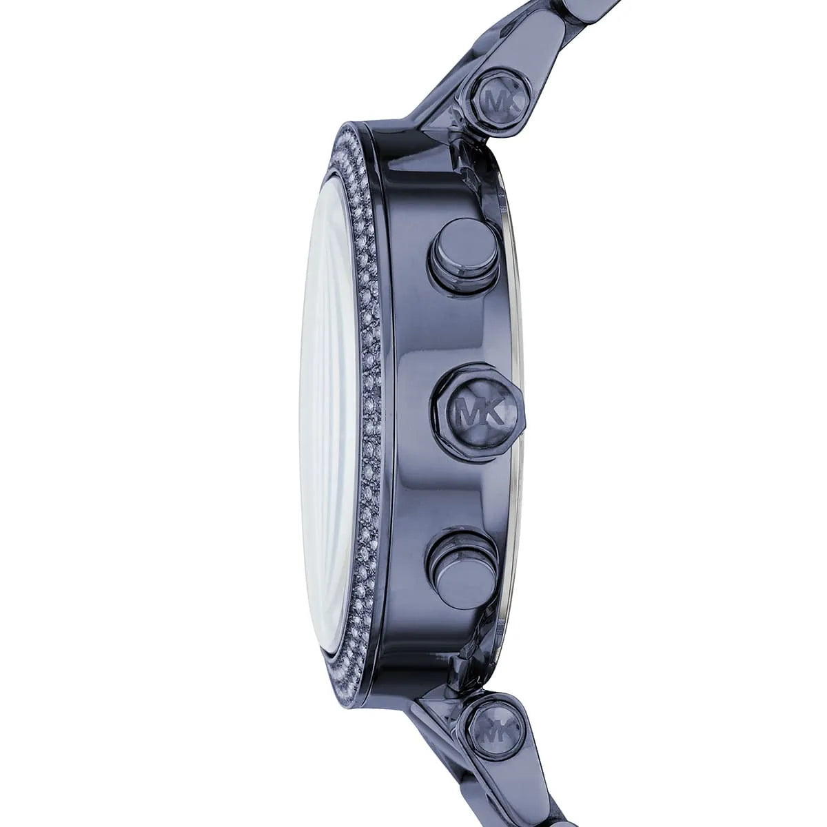 Side profile of Michael Kors Parker MK6418 blue chronograph watch