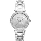 Michael Kors Parker MK6424 women's silver dial stainless steel watch front view