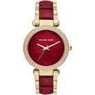 Michael Kors Parker MK6427 women's red dial red and gold stainless steel watch front view