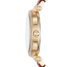 Side profile of Michael Kors Parker MK6427 red and gold women's watch