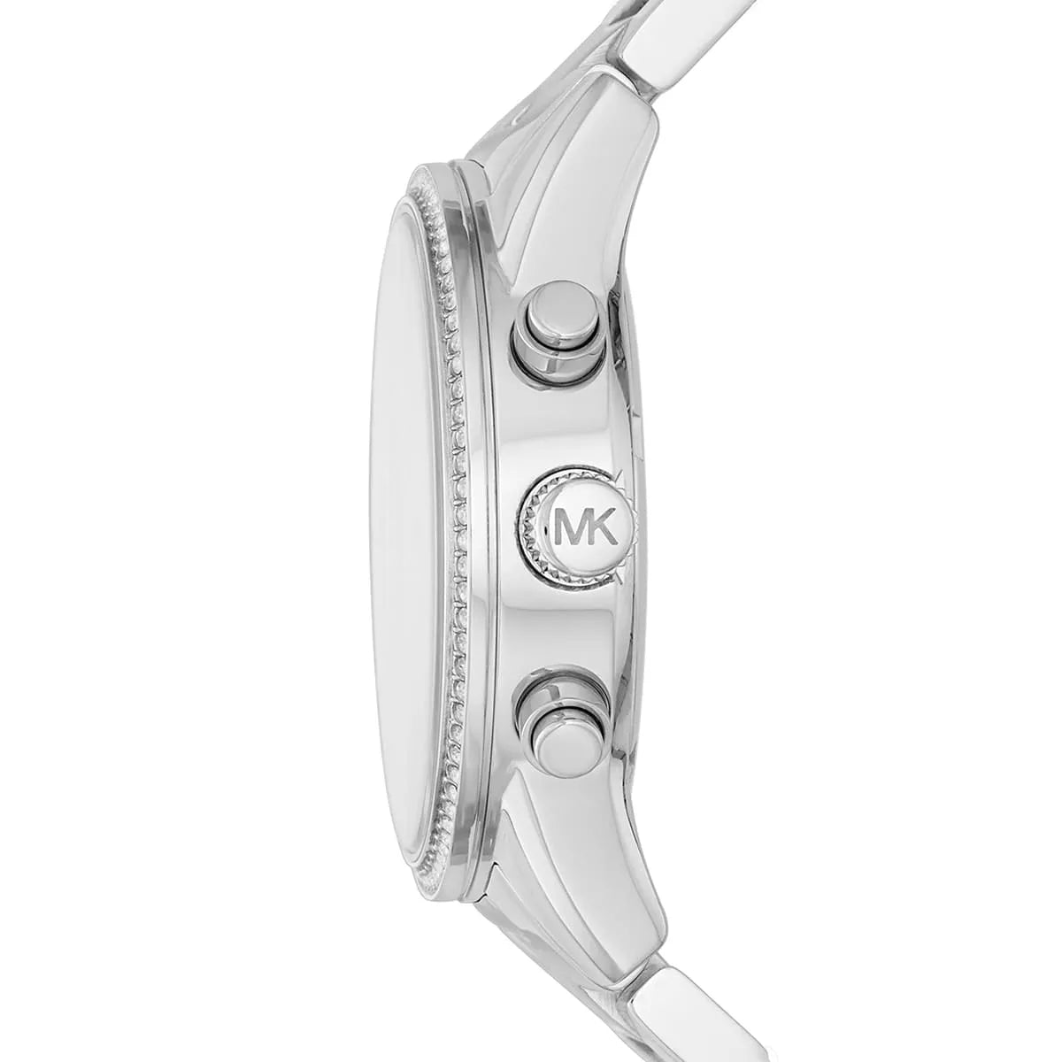 Side profile of Michael Kors Ritz MK6428 silver chronograph watch