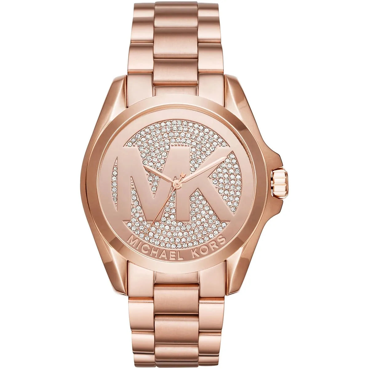 Michael Kors Bradshaw MK6437 women's rose gold dial stainless steel watch front view