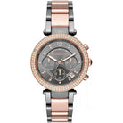 Michael Kors Parker MK6440 women's gray chronograph dial gray and rose gold stainless steel watch front view