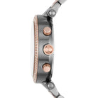 Side profile of Michael Kors Parker MK6440 gray and rose gold chronograph watch