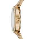 Side profile of Michael Kors Parker MK6469 gold women's watch