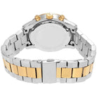 Back view of Michael Kors MK6474 quartz chronograph watch with two-tone stainless steel case