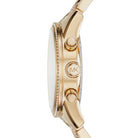 Side view of Michael Kors Ritz MK6484 gold stainless steel bracelet watch