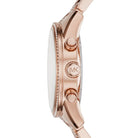 Side view of Michael Kors Ritz MK6485 rose gold stainless steel bracelet watch