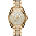 Front view of Michael Kors Bradshaw MK6487 women's gold stainless steel watch