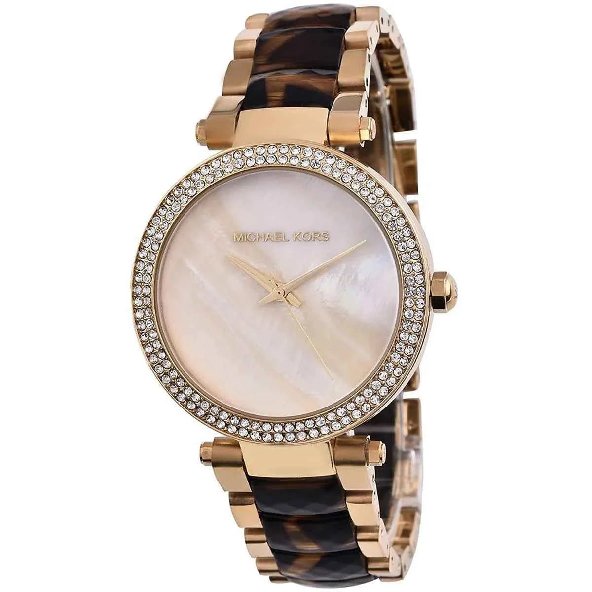 Close-up view of Michael Kors MK6518 gold analog dial