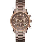 Front view of Michael Kors Ritz MK6529 women's brown chronograph watch