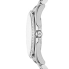Side view of Michael Kors Bradshaw MK6554 silver stainless steel bracelet watch