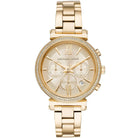 Front view of Michael Kors Sofie MK6559 women's gold chronograph watch