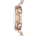 Side view of Michael Kors Sofie MK6560 rose gold multi-material strap watch
