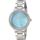 Close-up view of Michael Kors MK6563 blue analog dial