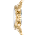 Side view of Michael Kors Ritz MK6597 gold stainless steel bracelet watch