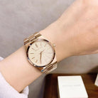 Close-up view of Michael Kors MK6624 rose gold analog dial