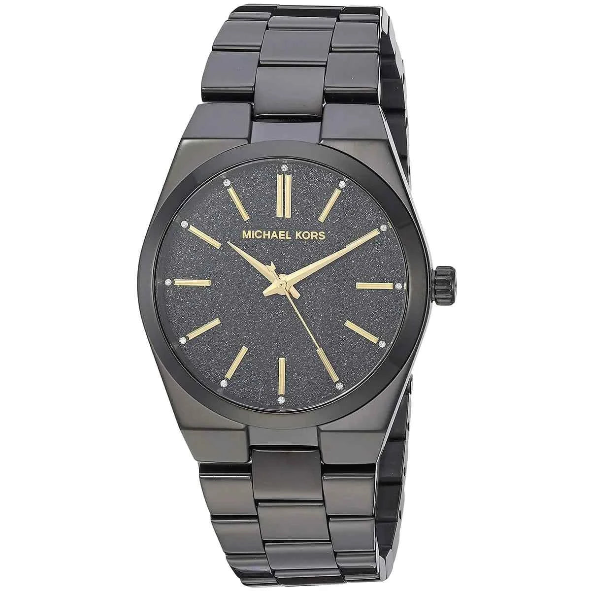 Close-up view of Michael Kors MK6625 black analog dial