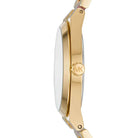 Side profile of Michael Kors Channing MK6650 pink and gold women's watch