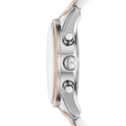 Side profile of Michael Kors Ritz MK6651 silver and rose gold stainless steel bracelet watch