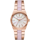 Michael Kors Channing MK6652 women's pink and rose gold multi-strap watch front view