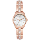 Michael Kors Runway MK6674 women's white and rose gold stainless steel watch front view