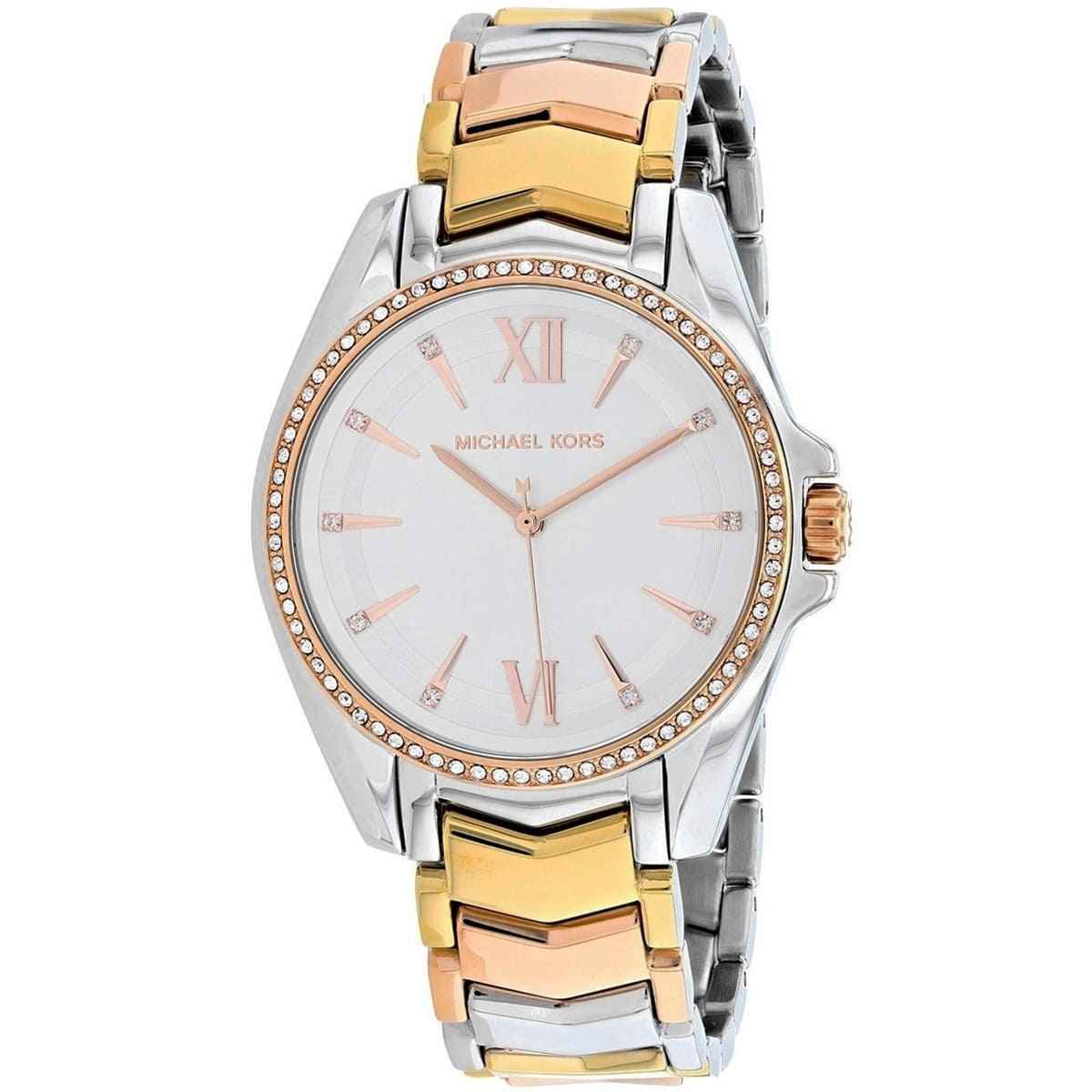 Close-up of Michael Kors MK6686 white analog dial