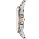 Side profile of Michael Kors Whitney MK6686 silver gold and rose gold bracelet watch