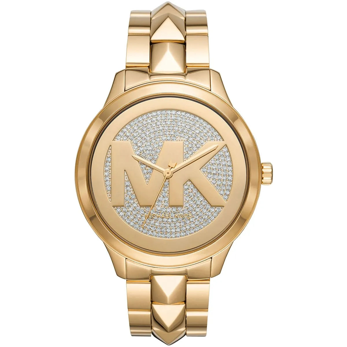 Michael Kors Runway MK6714 women's gold and silver dial gold stainless steel watch front view