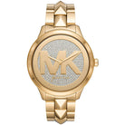 Michael Kors Runway MK6714 women's gold and silver dial gold stainless steel watch front view