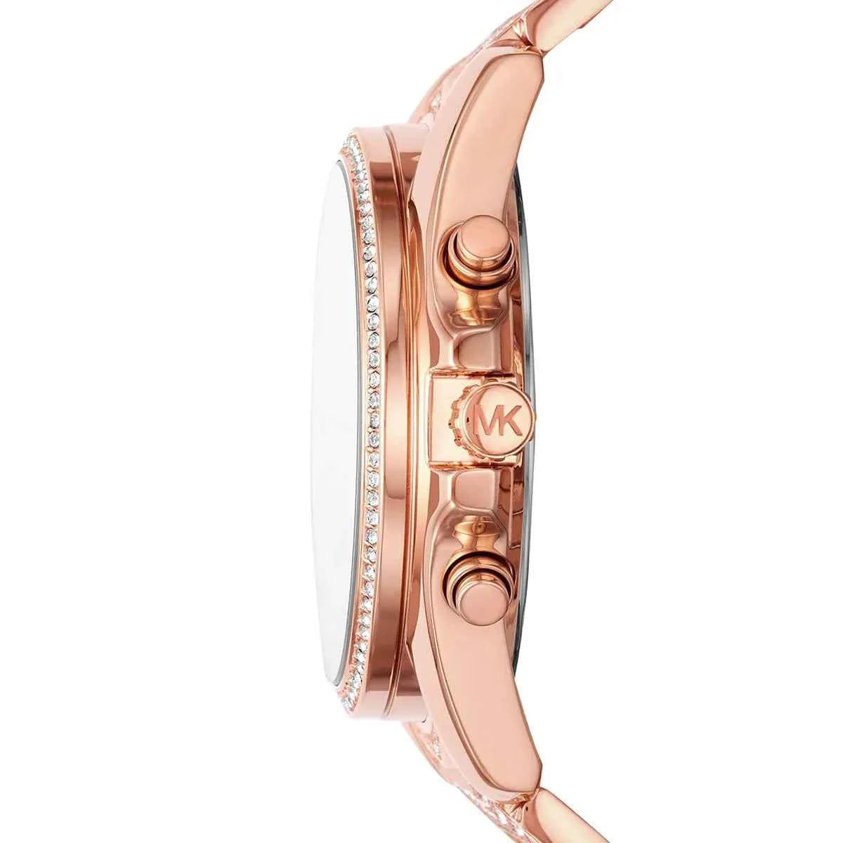 Side profile of Michael Kors Whitney MK6730 rose gold chronograph watch