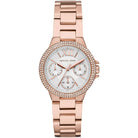 Michael Kors Camille MK6845 women's white dial rose gold stainless steel watch front view