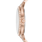 Side profile of Michael Kors Layton MK6848 rose gold stainless steel watch