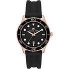 Michael Kors Runway MK6852 women's black dial black silicone watch front view